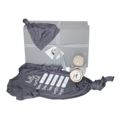 Hello World Knotted Gown Gift Box - Grey